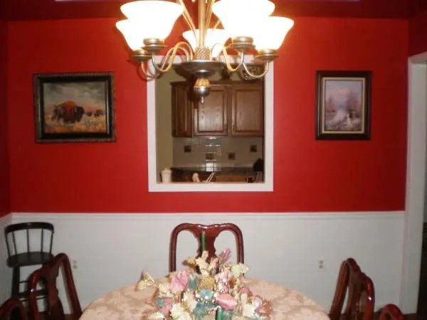 A painted red dining room in a Central PA home