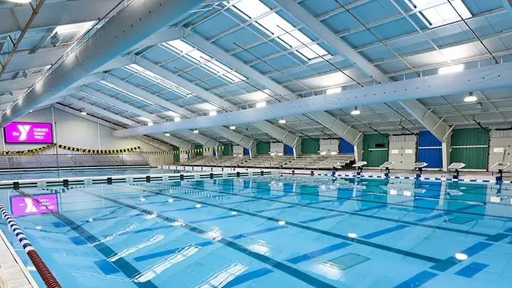 The indoor aquatics pool at the Carlisle YMCA after painting