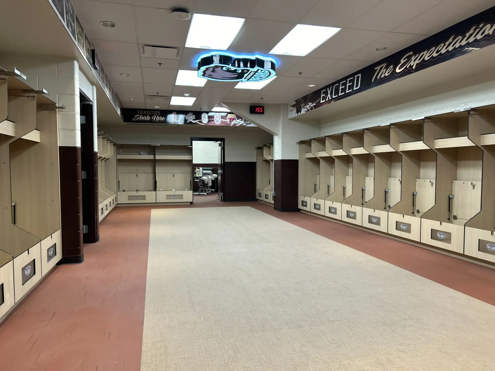 The finished Hershey Bears locker room after painting