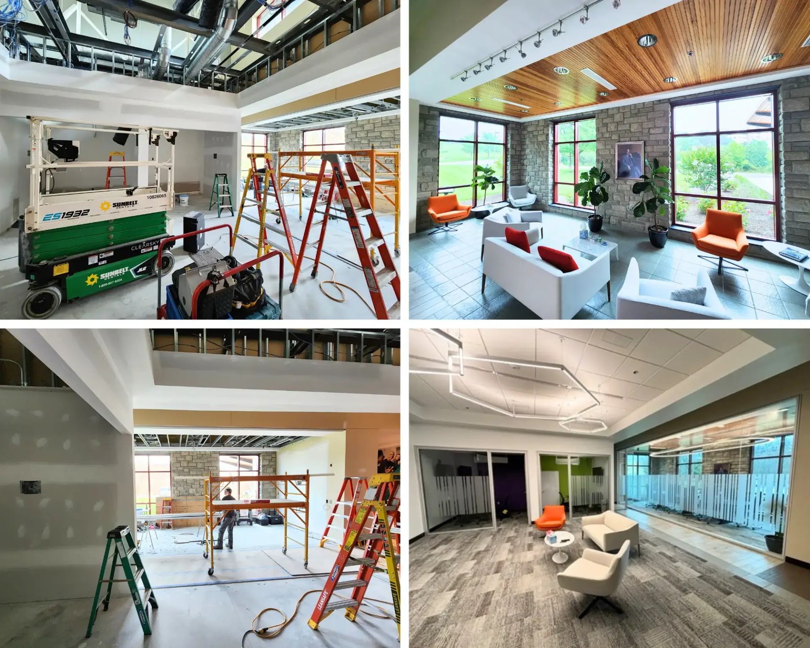 Before and after photos of the Hershey Global Office painting project
