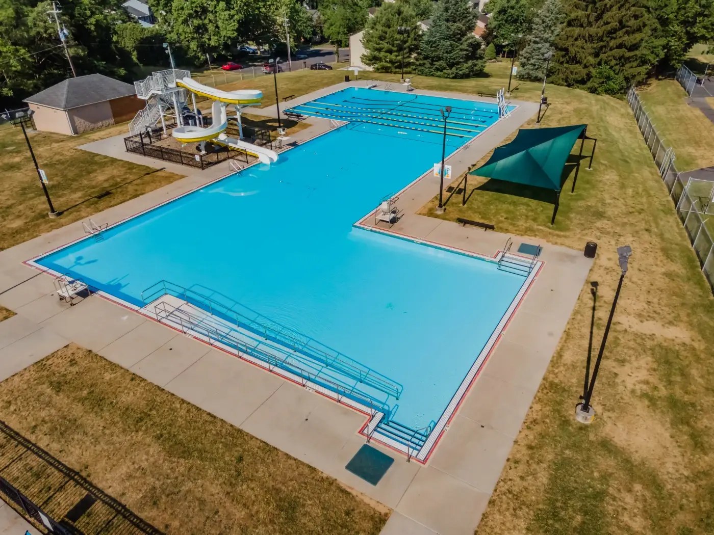 Aerial view of the Carlisle YMCA pool after painting